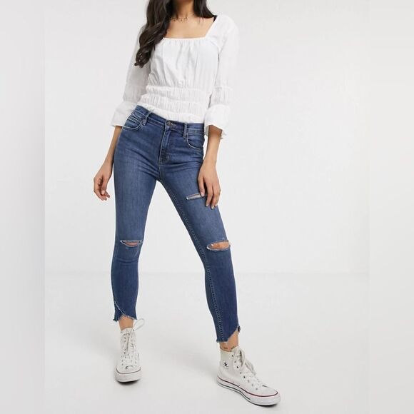 Free People We The Free Sunny Distressed Raw Hem Skinny Jeans Size 29 - Picture 1 of 10